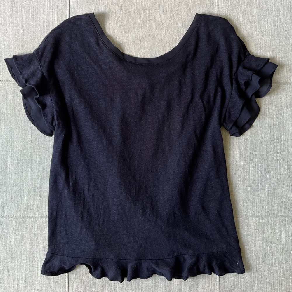 Linen top with flutter sleeves, size S